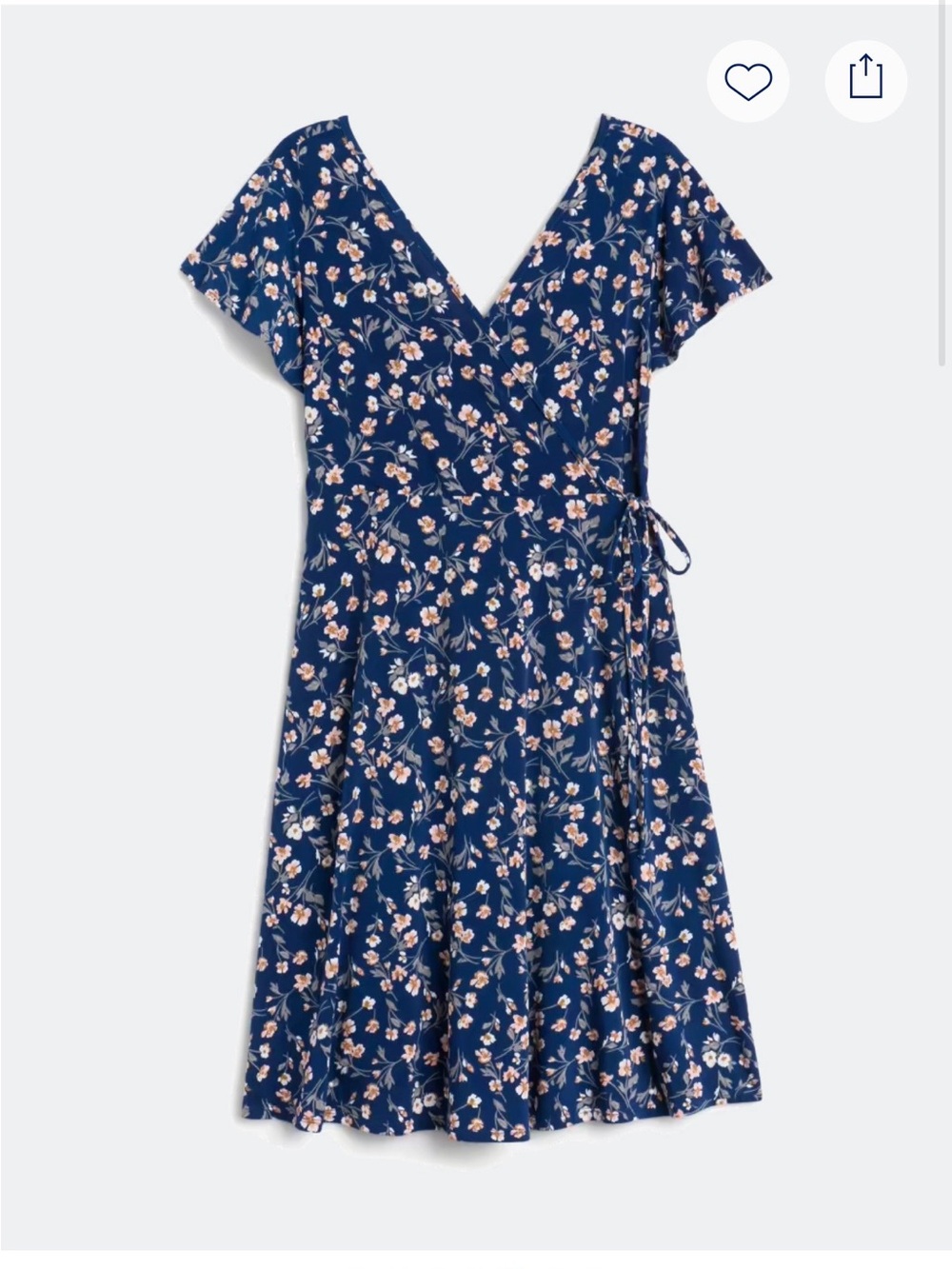 Kaileigh Navy Floral Faux-Wrap Dress